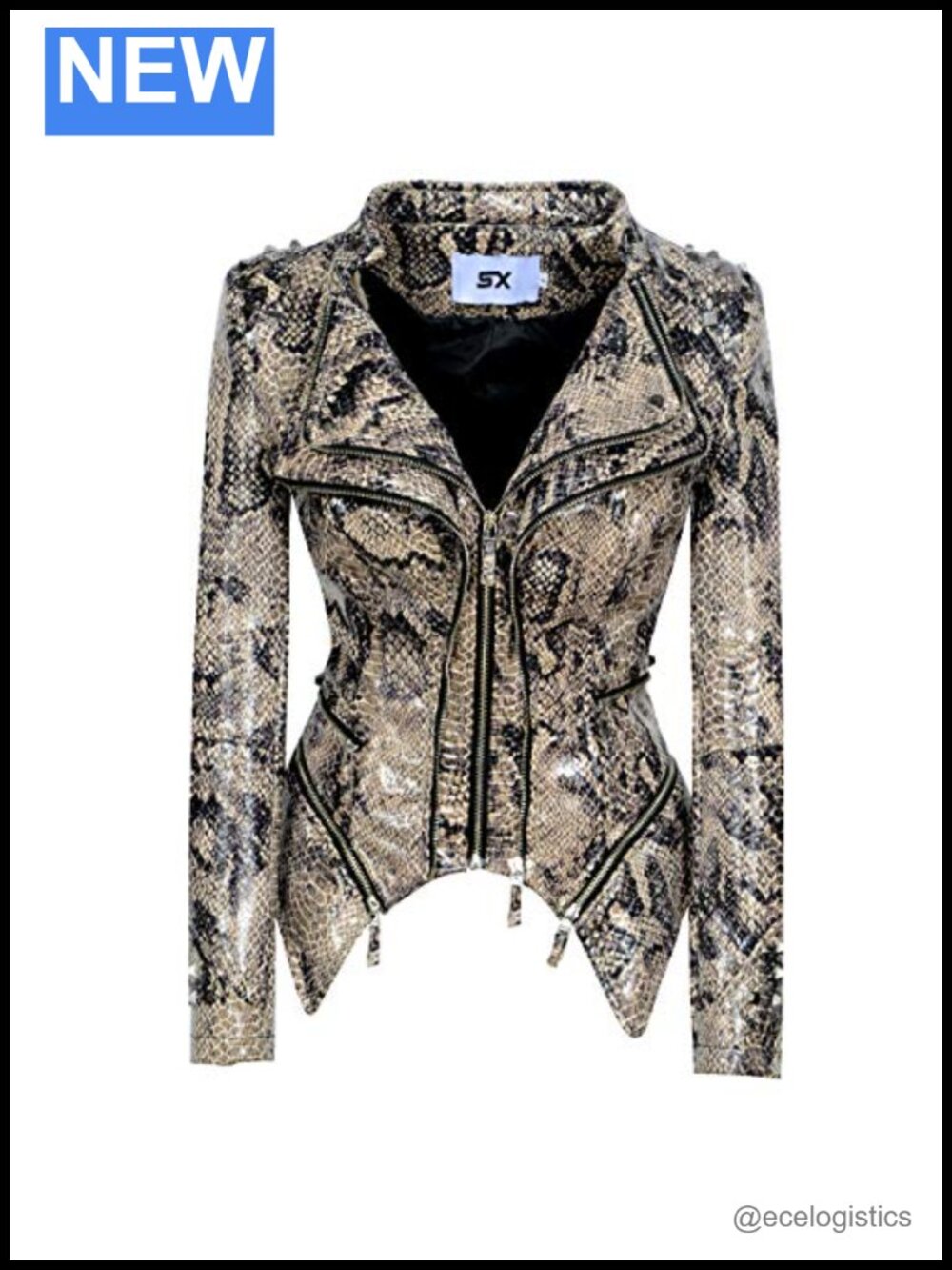SX Women's Studded Faux Leather Biker Jacket With Rivets